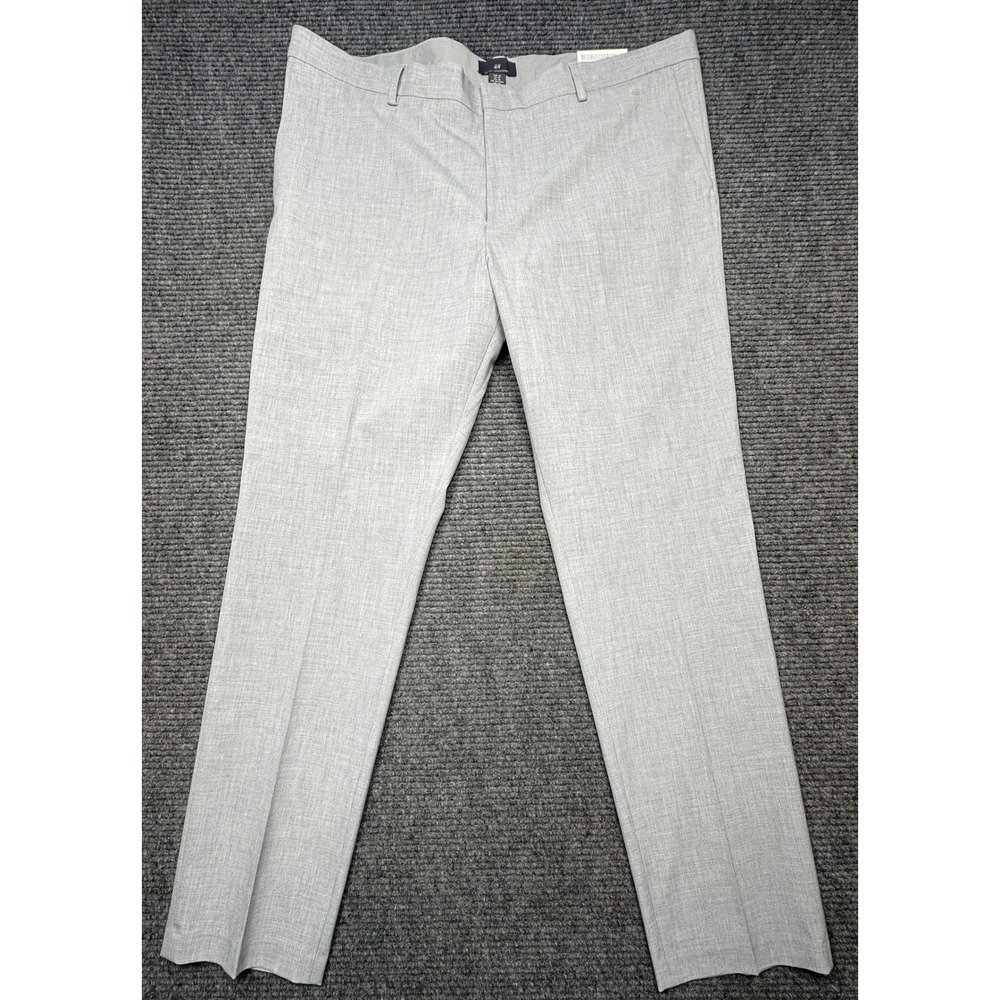H&M Dress Pants Men Size 40 Gray Slim Fit Flat Front Trousers
